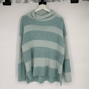 Zaket & Plover Blue Striped Merino Wool Blend Cowl Neck Sweater Medium